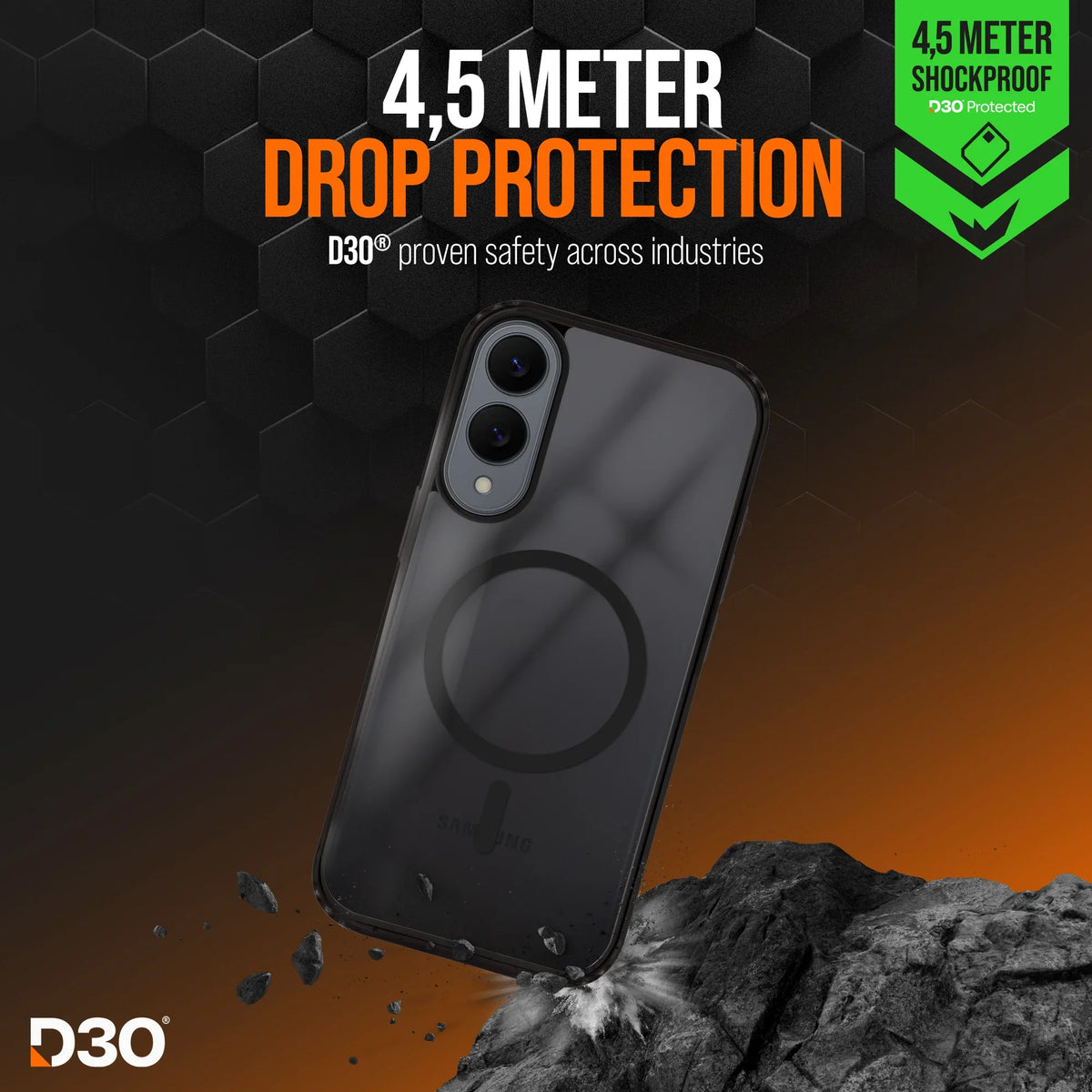 Striker X-Core - D3O Xtreme Impact Mag Case - Black - Samsung S25 Edge 5G - Essentify