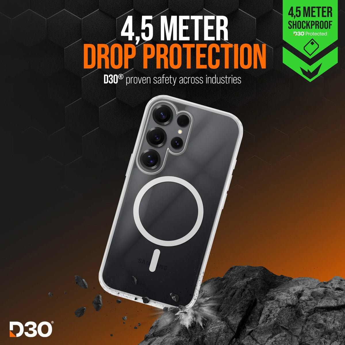 Striker X-Core - D3O Xtreme Impact Mag Case - Clear - Samsung S25 Ultra 5G - Essentify