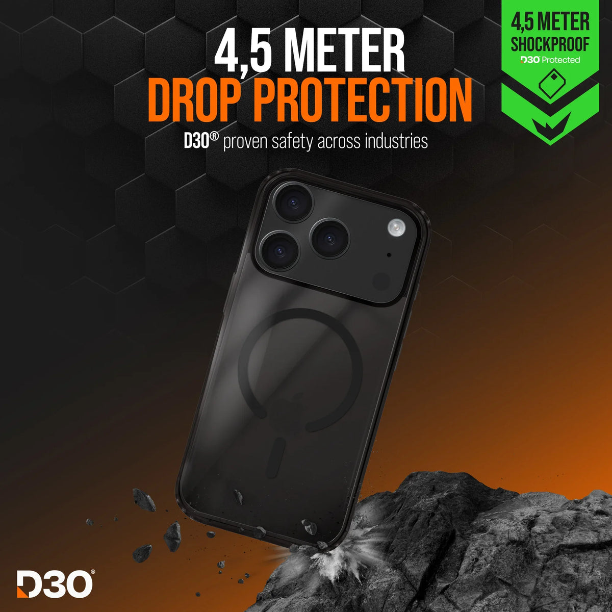 Striker X-Core - D3O Xtreme Impact Mag Case Pro - Black - Apple Iphone 17 Pro - Essentify