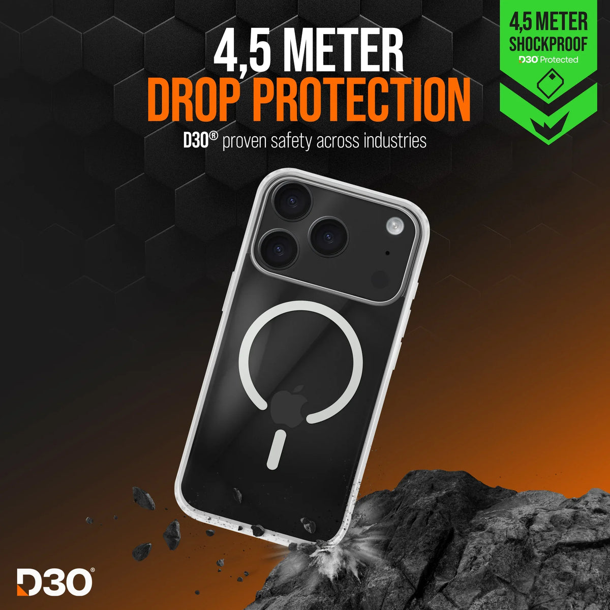 Striker X-Core - D3O Xtreme Impact Mag Case Pro - Clear - Apple Iphone 17 Pro - Essentify