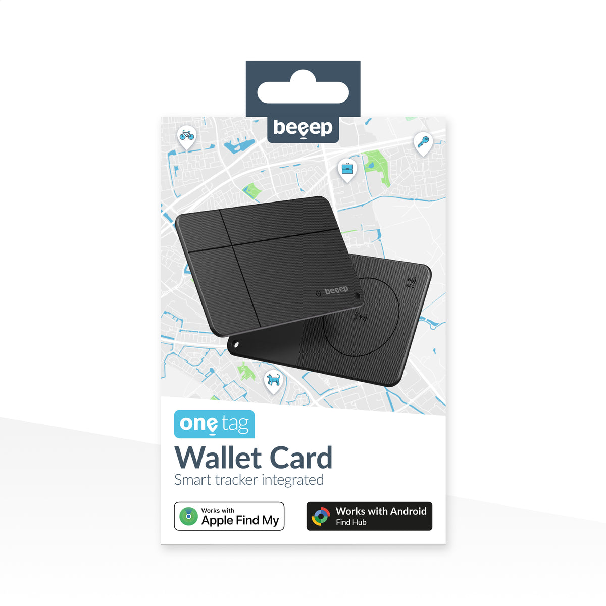 Beeep Onetag Apple Find My & Android Tracker - Wallet Card Wireless Rechargeable - Black
