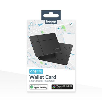 Beeep Onetag Apple Find My & Android Tracker - Wallet Card Wireless Rechargeable - Black