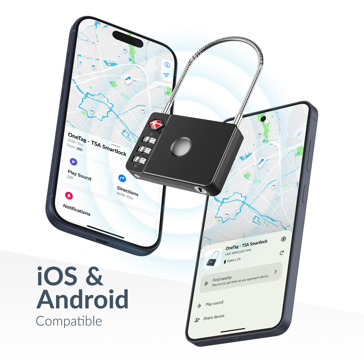 Beeep Onetag Apple Find My & Android Tracker - Anti-Loss Tsa Approved Smartlock - Black