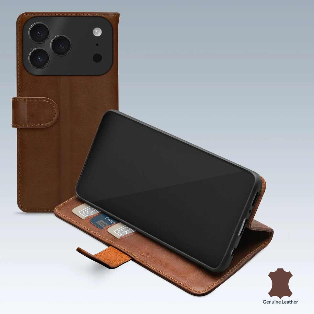Mobilize Leather Wallet Apple Iphone 17 Pro Brown - Essentify