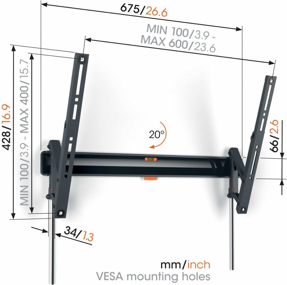 Vogel's TVM3615 | Kantelbare TV-beugel | 40-77" | max 35kg | VESA 600x400