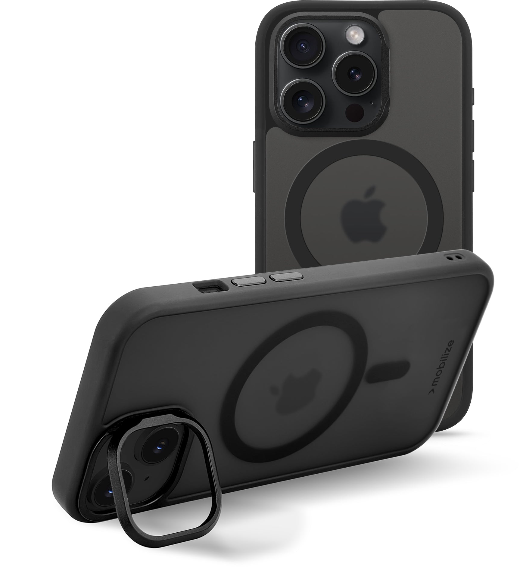 Mobilize Magsafe Compatible Hybrid Pro Case With Camera Stand Apple Iphone 15 Pro Black