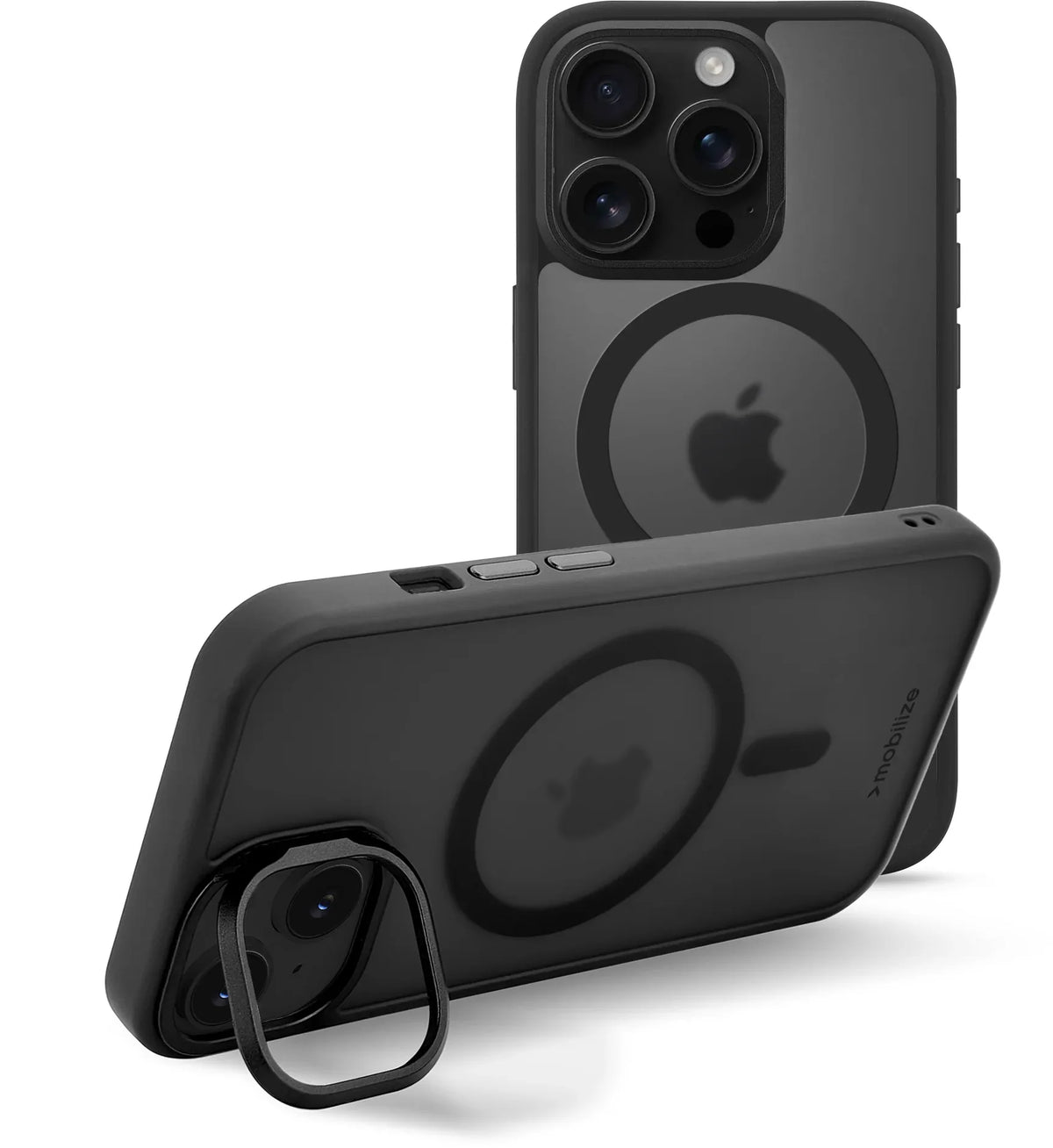 Mobilize Magsafe Compatible Hybrid Pro Case With Camera Stand Apple Iphone 16 Pro Black - Essentify