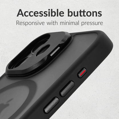 Mobilize Magsafe Compatible Hybrid Pro Case With Camera Stand Apple Iphone 16 Pro Black - Essentify