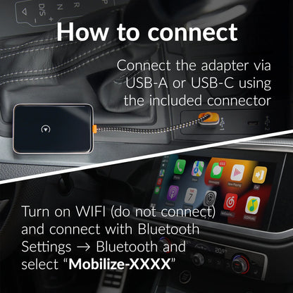 Mobilize Premium 2In1 Adapter For Wireless Apple Carplay/Android Auto Black - Essentify