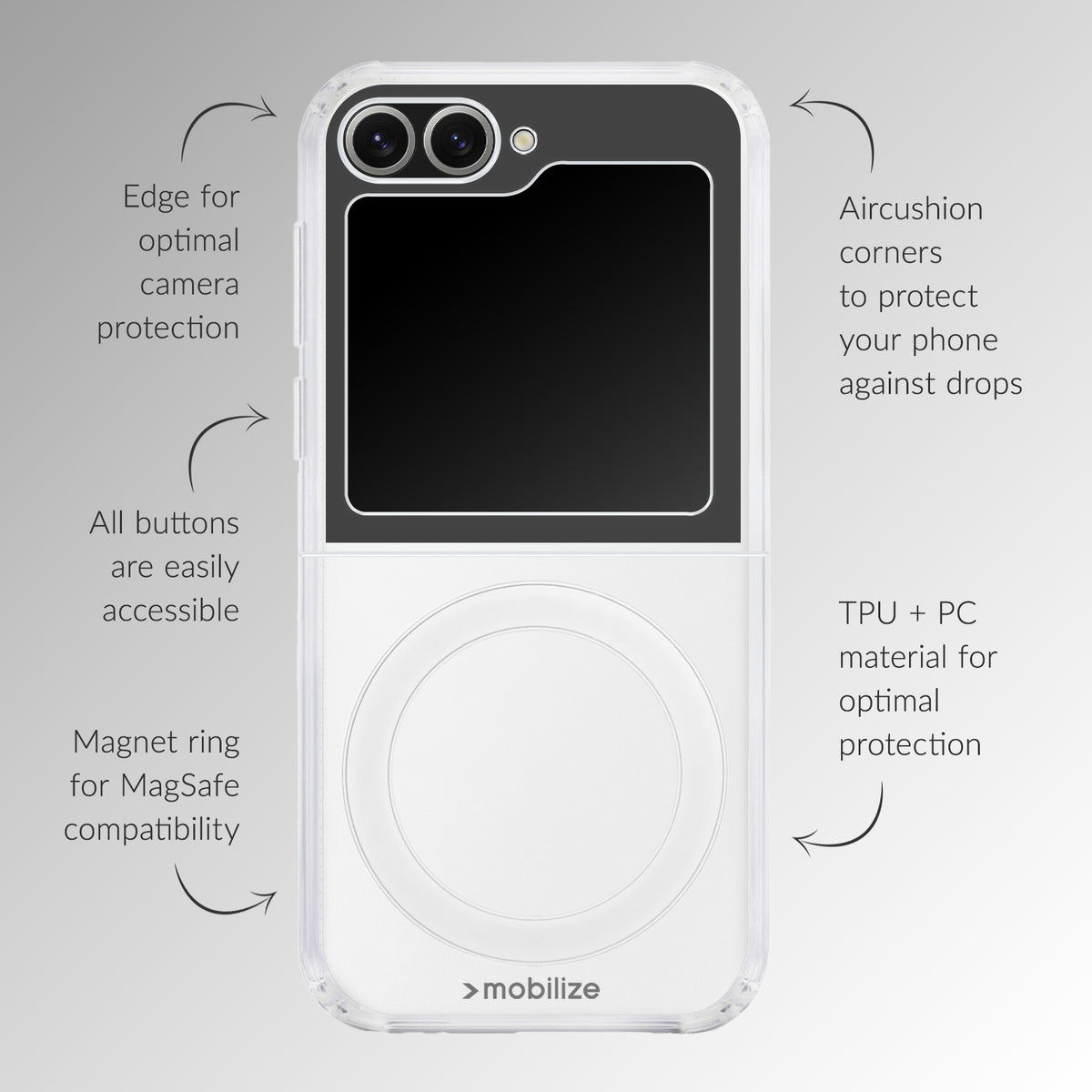 Mobilize Magsafe Compatible Naked Protection Case For Samsung Galaxy Z Flip7 Fe Clear