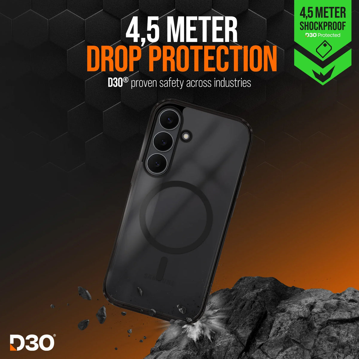 Striker X-Core - D3O Xtreme Impact Mag Case - Black - Samsung S25 Fe - Essentify