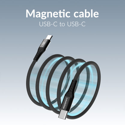 Mobilize Magnetic Nylon Cable - Usb-C To Usb-C - 1M. - 100W Black