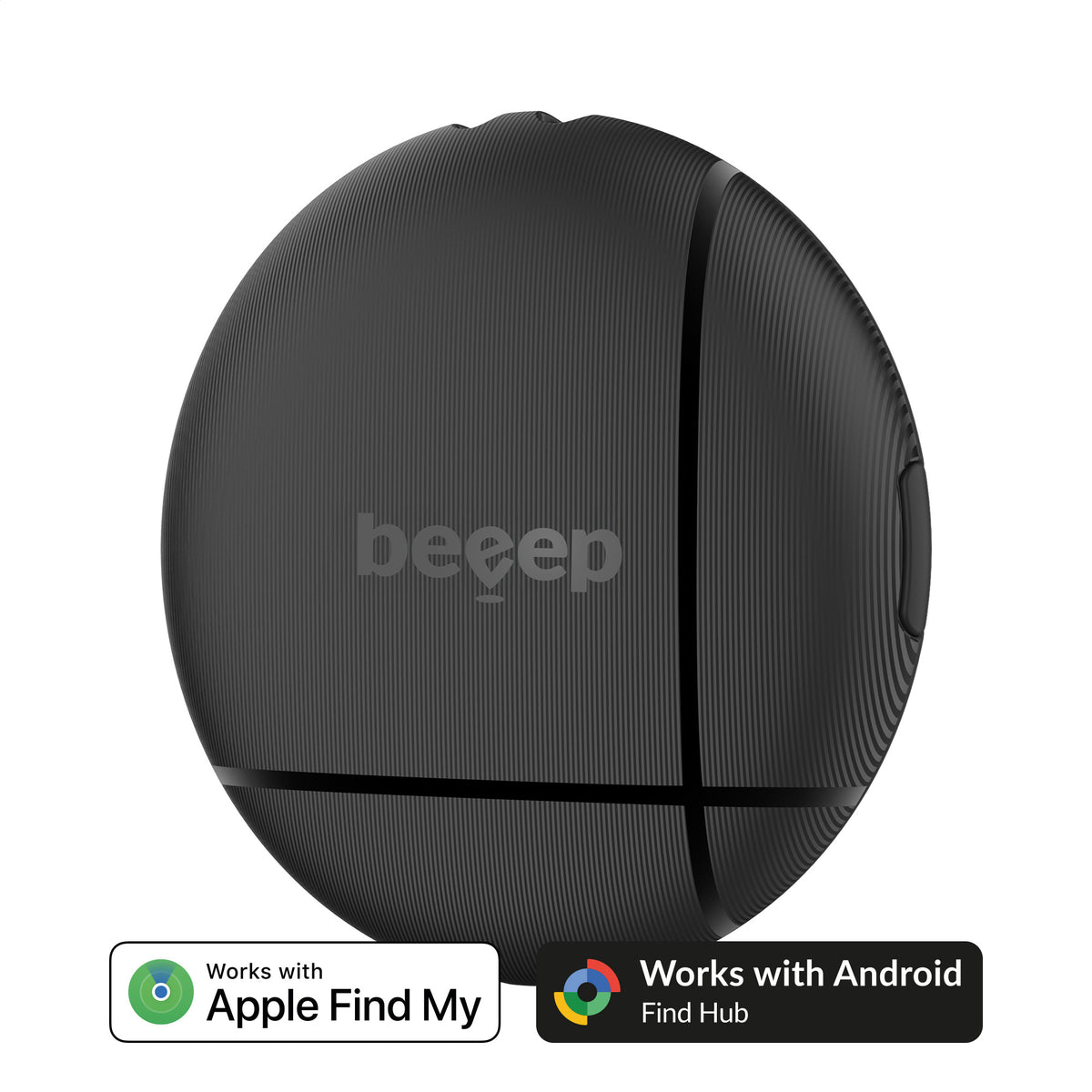 Beeep Onetag Apple Find My & Android Tracker Black & Keychain Black - 1 Pack