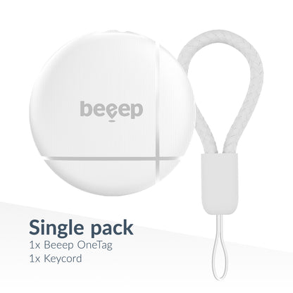 Beeep Onetag Apple Find My & Android Tracker White & Keychain White - 1 Pack