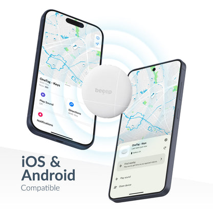 Beeep Onetag Apple Find My & Android Tracker White & Keychain White - 3 Pack