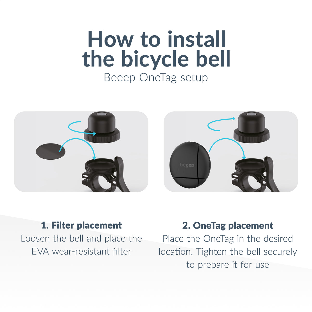Beeep Onetag Apple Find My & Android Tracker Black & Bicycle Bell