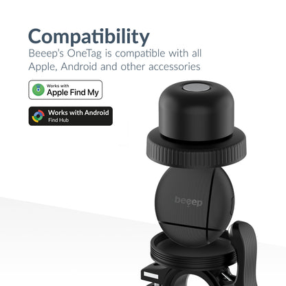 Beeep Onetag Apple Find My & Android Tracker Black & Bicycle Bell