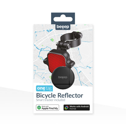 Beeep Onetag Apple Find My & Android Tracker Black & Bicycle Reflector