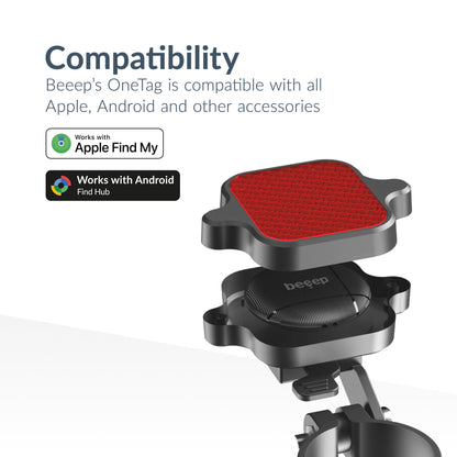 Beeep Onetag Apple Find My & Android Tracker Black & Bicycle Reflector