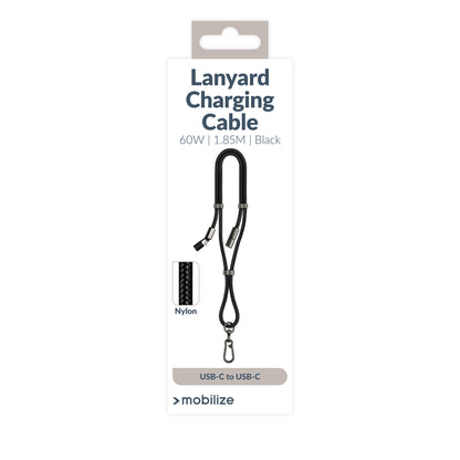 Mobilize Lanyard Nylon Cable - Usb-C To Usb-C - 1.85M - 60W Black