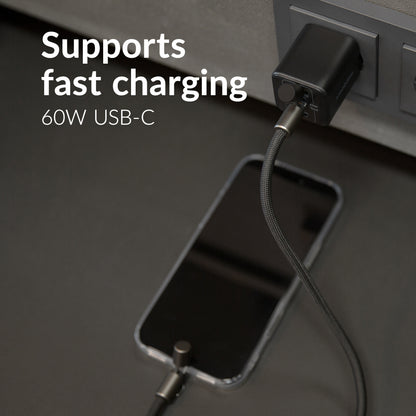 Mobilize Lanyard Nylon Cable - Usb-C To Usb-C - 1.85M - 60W Black