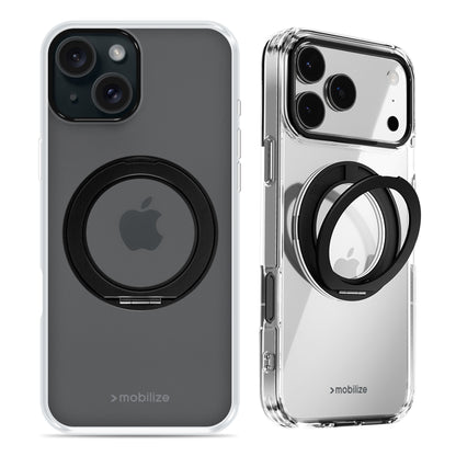 Mobilize Magsafe Compatible 360 Rotating Ring Stand Case Apple Iphone 15 Clear/Black