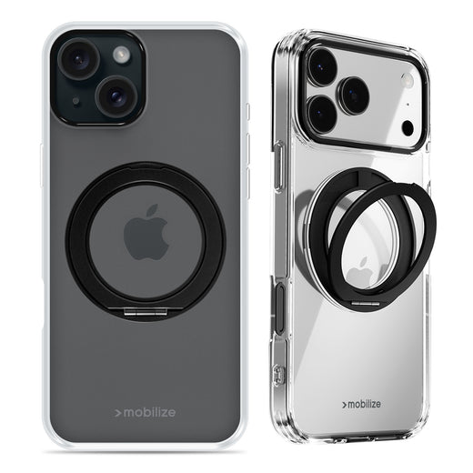Mobilize Magsafe Compatible 360 Rotating Ring Stand Case Apple Iphone 15 Clear/Black