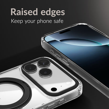 Mobilize Magsafe Compatible 360 Rotating Ring Stand Case Apple Iphone 15 Pro Clear/Black