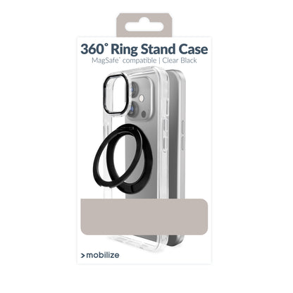 Mobilize Magsafe Compatible 360 Rotating Ring Stand Case Apple Iphone 15 Pro Max Clear/Black