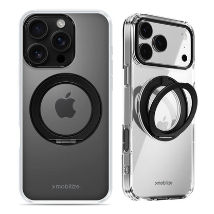 Mobilize Magsafe Compatible 360 Rotating Ring Stand Case Apple Iphone 16 Pro Clear/Black