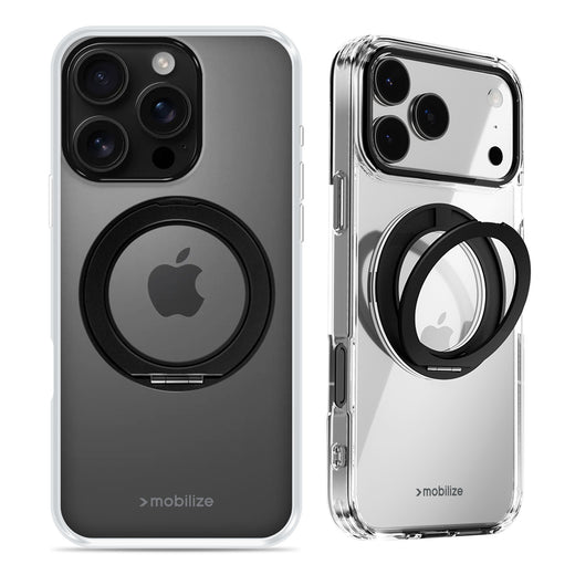 Mobilize Magsafe Compatible 360 Rotating Ring Stand Case Apple Iphone 16 Pro Clear/Black