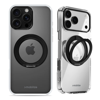 Mobilize Magsafe Compatible 360 Rotating Ring Stand Case Apple Iphone 16 Pro Max Clear/Black