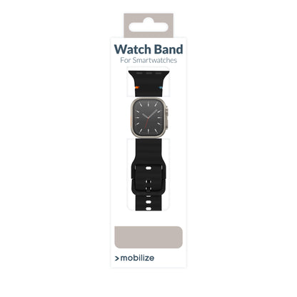 Mobilize Silicon Watch Band - Buckle - For Apple 42/44/45/49Mm - Black