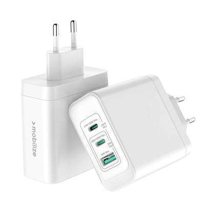 Mobilize Wall Charger 2X Usb-C + 1X Usb Gan 100W With Pd/Pps White