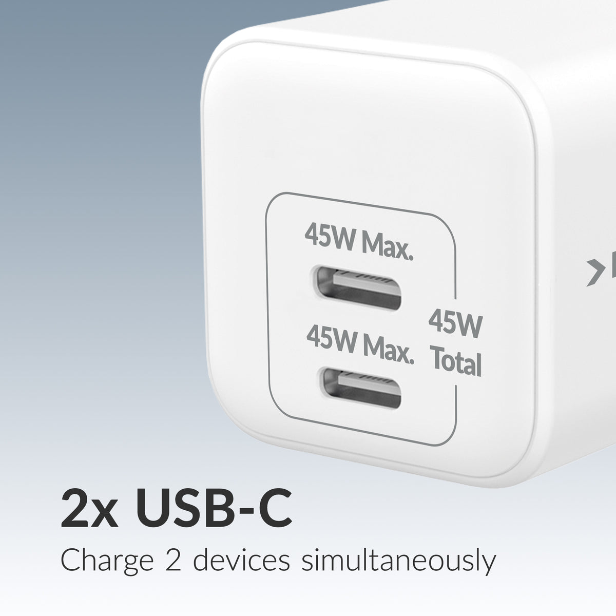 Mobilize Wall Charger 2X Usb-C Gan 45W With Pd/Pps White