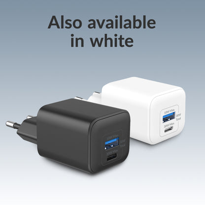 Mobilize Wall Charger Usb-C + Usb Gan 30W With Pd/Pps + Usb-C Nylon Cable 1.2M Black