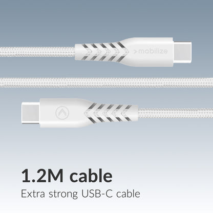 Mobilize Wall Charger Usb-C + Usb Gan 30W With Pd/Pps + Usb-C Nylon Cable 1.2M White