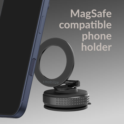 Mobilize Magsafe Compatible Phone Holder - 360° Rotatable & Foldable - Vacuum Suction - Black