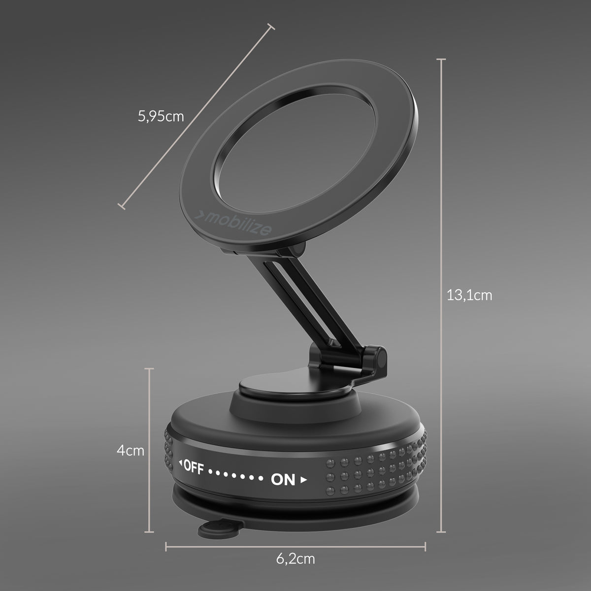 Mobilize Magsafe Compatible Phone Holder - 360° Rotatable & Foldable - Vacuum Suction - Black