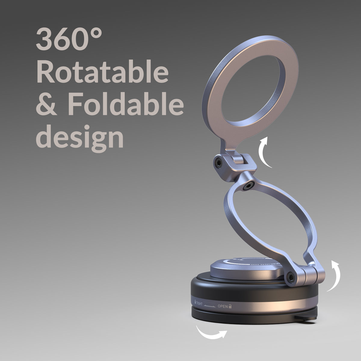 Mobilize Magsafe Compatible Phone Holder - 360° Rotatable & Foldable - Vacuum Suction - Premium Alloy