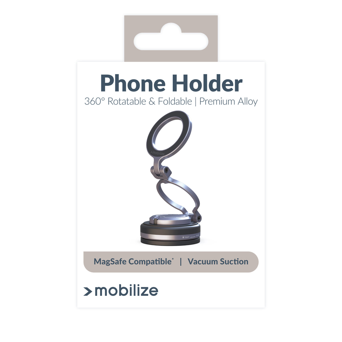 Mobilize Magsafe Compatible Phone Holder - 360° Rotatable & Foldable - Vacuum Suction - Premium Alloy
