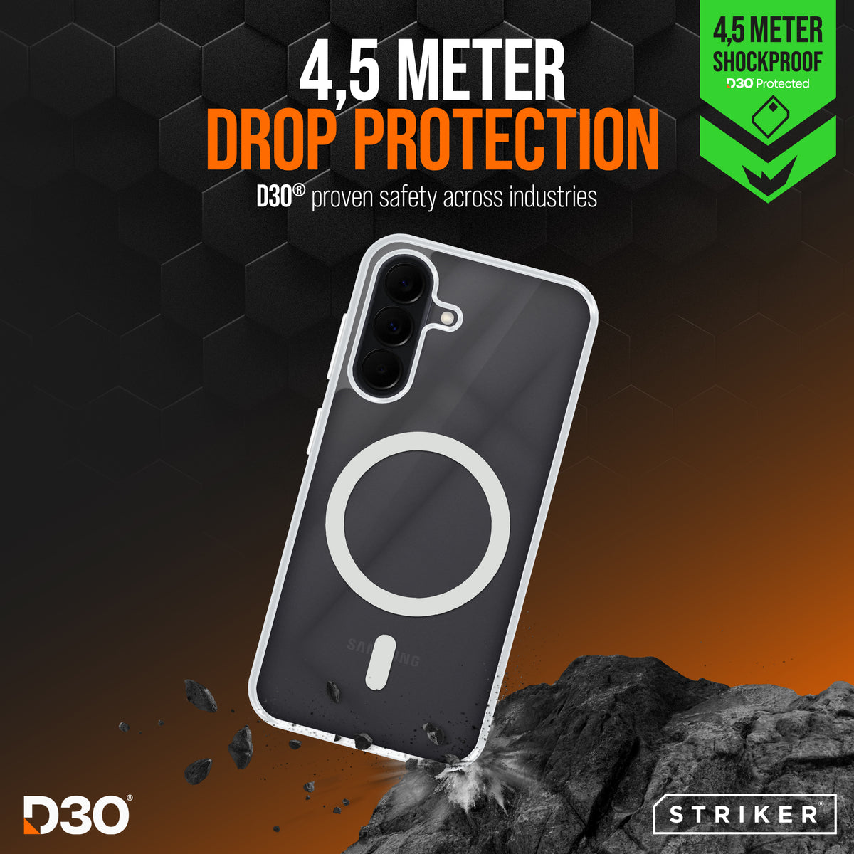 Striker X-Core - D3O Xtreme Impact Mag Case - Clear - Samsung A37 5G