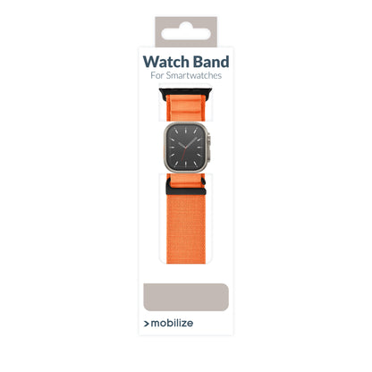 Mobilize Nylon Watch Band - Alpine - Black Connector - For Apple 38/40/41Mm - Orange