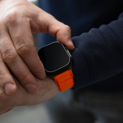 Mobilize Nylon Watch Band - Alpine - Black Connector - For Apple 38/40/41Mm - Orange