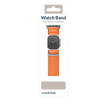 Mobilize Nylon Watch Band - Alpine - Titanium Connector - For Apple 42/44/45/49Mm - Orange