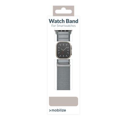 Mobilize Nylon Watch Band - Alpine - Titanium Connector - For Apple 38/40/41Mm - Light Grey