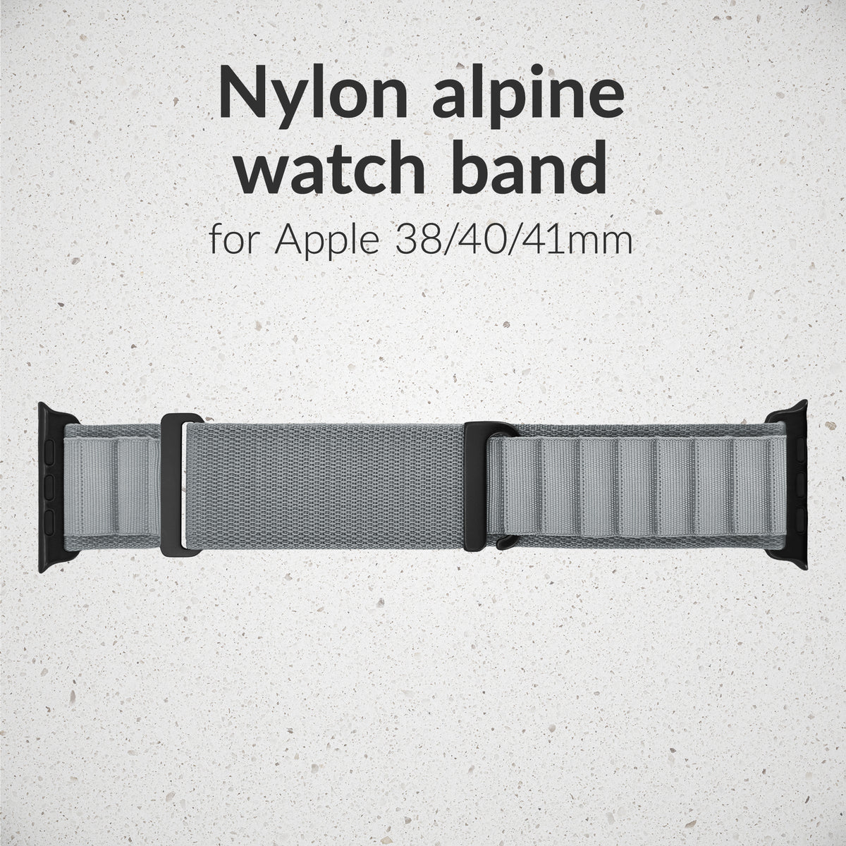 Mobilize Nylon Watch Band - Alpine - Black Connector - For Apple 38/40/41Mm - Light Grey