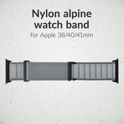 Mobilize Nylon Watch Band - Alpine - Black Connector - For Apple 38/40/41Mm - Light Grey