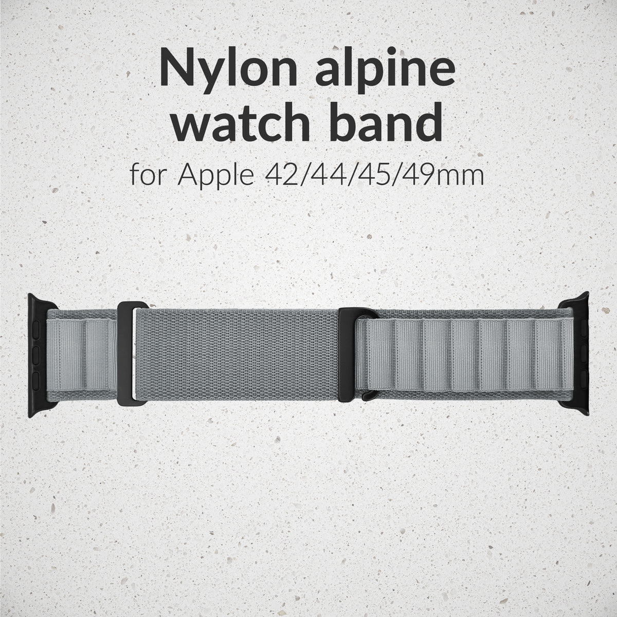 Mobilize Nylon Watch Band - Alpine - Black Connector - For Apple 42/44/45/49Mm - Light Grey