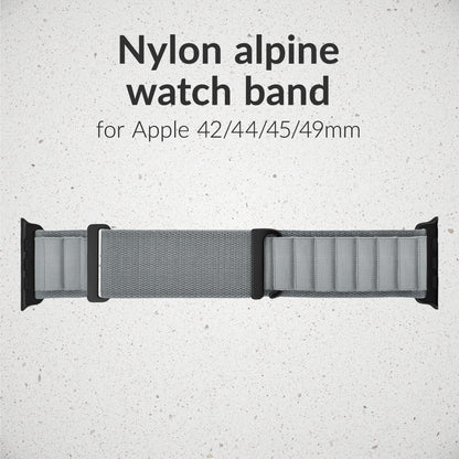 Mobilize Nylon Watch Band - Alpine - Black Connector - For Apple 42/44/45/49Mm - Light Grey